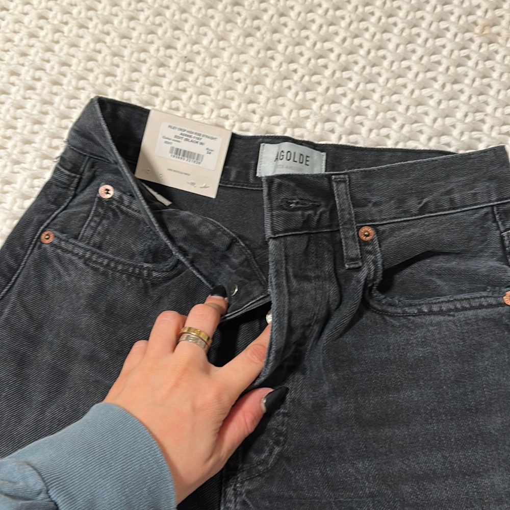Agolde Riley High Rise Black Jeans